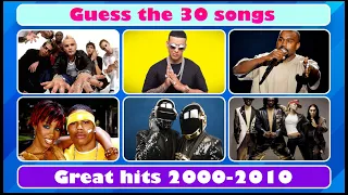 Guess the 30 Most Popular Songs from 2000-2010 | Ultimate Music Quiz!