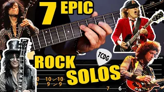 7 epic GUITAR SOLOS in ROCK HISTORY for ACOUSTIC GUITAR! Tabs Lesson & Tutorial TCDG
