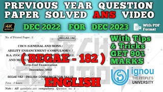 Begae 182 Solved question paper dec 2022 for dec 23 in English | Begae 182 study material dec 2023