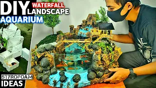 Making Waterfall Aquarium Mini Landscape Realistic With Cement + Styrofoam