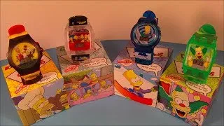 2002 THE SIMPSONS FULL SET OF 4 TALKING WATCHES BURGER KING COLLECTION VIDEO REVIEW
