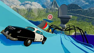 Cars vs Water Slide with Toilet Head | BeamNG.Drive