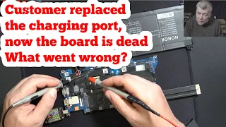 HONOR MagicBook 14 - Customer replaced the charging port and now the board is dead, what went wrong?