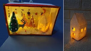 Christmas Shadow box idea with simple materials | How to make shadow box for Christmas decoration🎄33