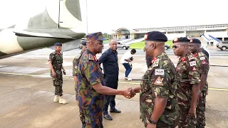 THE ARRIVAL OF GENERAL FRANCIS OGOLLA TO PRESIDE OVER TREES PLANTING EXERCISE IN ISIOLO COUNTY.