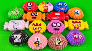 Looking Numberblocks with All CLAY in Seashell, Candy,... Mix Coloring! Satisfying Video ASMR