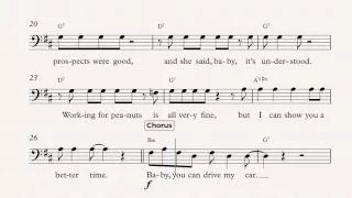 Bass - Drive My Car - The Beatles Sheet Music, Chords, and Vocals