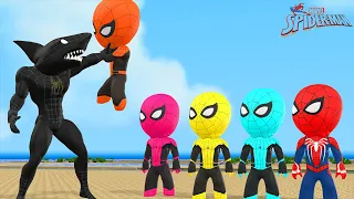 Spiderman attacked by black shark Spiderman roblox  joker vs venom vs hulk | Game GTA 5 superheroes