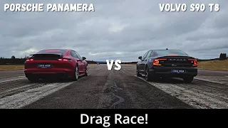 2023 Volvo S90 T8 455hp vs 2024 Porsche Panamera 4 E-Hybrid 462hp | Drag Race | 4K