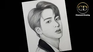 How to draw BTS " JIN " // ( step by step ) Pencil Drawing // Easy Drawing Tutorial //