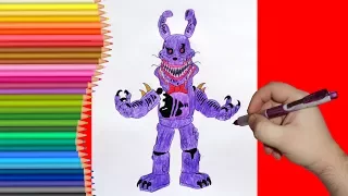 How to draw Twisted Bonnie, FNaF, Как нарисовать твистед Бонни, фнаф