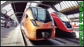Südostbahn SOB Traverso beim Hauptbahnhof Zürich, Stadt Zürich, Schweiz 2023