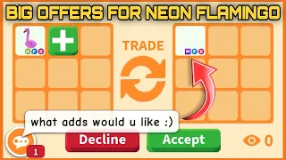 WOAH 😍😍 PEOPLE WILLING TO ADD MORE FOR THEM! WATCH LATEST UPDATED OFFERS FOR NEON FLAMINGO #adoptme