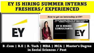 EY Openings | EY Is Hiring B .Com | B.E | B. Tech | MBA | MCA | Master's Degree in Social Sciences