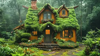 Dream House With Flowers On The Roof 🌧 Soft Jazz Music Combined with Soothing Rain Sounds