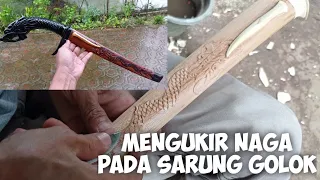 Membuat Sarung golok artistik ukir || carving the holster