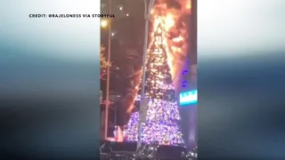 Fox News Christmas tree was set on fire in New York City