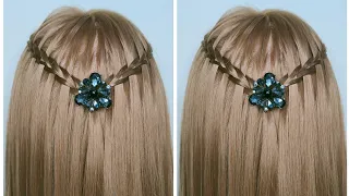 Easy scissor waterfall braid hairstyle
