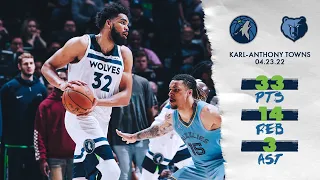 KAT Drops Playoff Career-High 33 Points vs Memphis In Game Four | 2022 NBA Playoffs | April 23, 2022