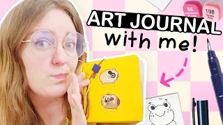 ART JOURNAL WITH ME: Frog Mixed Media Sketchbook Page! 🐸✨