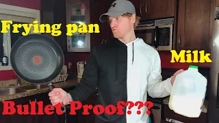 Can a frying pan or jug of milk stop a bullet?