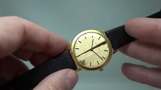 1966 Universal Geneve 18k Gold Microrotor automatic men's vintage watch with unusual striped dial.