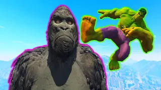 Hulk Kicks King Kong so HARD he Starts Glitching... #GTA5 #Ragdoll #Funny #Hulk #KingKong