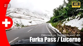 🇨🇭 Furka Pass drive in Switzerland 4K / It's snowing in September!❄