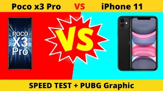 POCO X3 PRO VS IPHONE 11 PRO - SPEED TEST + PUBG Graphic !! 😍ULTIMATE😍 Comparison