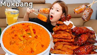 Sub)Real Mukbang- Chicken Back Ribs 🍗 & Rose Tteokbokki Chicken & Beer 🍺ASMR korean Food