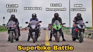 Bmw S1000RR Vs Zx10R 2022 Vs Zx10R Honeycomb Vs HayaBusa | Which Is Most Powerful??