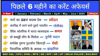 पिछले 6 महीने का करेंट अफेयर्स 2024 | Last 6 Months Current Affairs 2024 | Current Affairs 2024