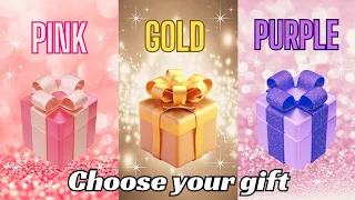 Choose your gift 🎁😍💖🤮 3 gift box challenge Pink, Gold, Purple #chooseyourgift #pickonekickone