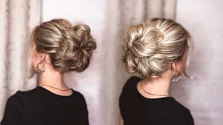 ОБЪЕМНЫЙ НЕБРЕЖНЫЙ ПУЧОК САМОЙ СЕБЕ ЗА 2 МИНУТЫ | EASY PERFECT TIKTOK 2 MIN MESSY BUN TUTORIAL