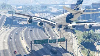 Fake Pilot Steals A380 And Crashes On Highway | GTA 5