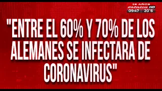 Angela Merkel: "Entre el 60 y 70% de los alemanes se infectará con coronavirus"