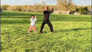 Father &  Daughter Practicing Kung  Fu