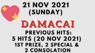 Foddy Nujum Prediction for DaMaCai - 21 November 2021 (Sunday)