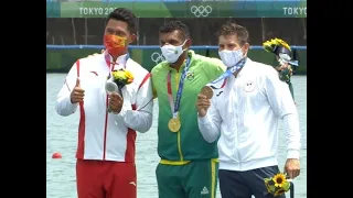 Isaquias Queiroz dos Santos of Brazil wins gold in the men's 1000m individual canoe sprint