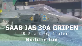 SAAB JAS 39A GRIPEN, Scale model full build, 1:48 by Italeri