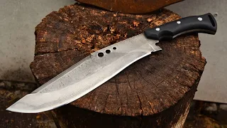 fabricación de CUCHILLO KUKRI con un disco de arado viejo