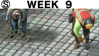 One-week construction time-lapse with closeups: Week 9 of the Ⓢ-series: Rebar galore and concrete