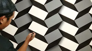 3D WALL PAINTING | HOW TO MAKE 3D OPTICAL ILLUSION | 3D WALL TEXTURE DESIGN | INTERIOR DESIGN IDEAS