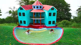 How To Build The Pretty & Modern Two Story Mud Villa With Beautiful Swimming Pool By Ancient Skills