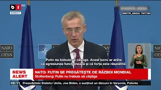 NATO: PUTIN SE PREGĂTEȘTE DE RĂZBOI MONDIAL_Știri B1_22 febr 2023