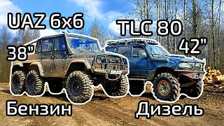 UAZ 6x6 vs marine engine Land Cruiser in clay hell