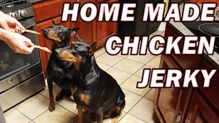 Home made chicken breast jerky dog treats