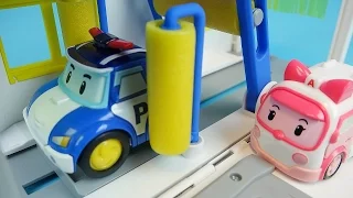 Poli car wash Robocar Poli Tayo bus Pororo car toys play