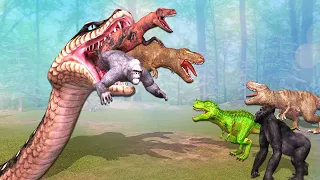 Ancaonda vs Gorilla Tyrannosaurs Rex Godzilla animated video compilation @MrLavangam