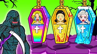 OMG! Where is Rainbow Rapunzel Mother? - Hot Squid Game VS Frozen Elsa | DIY Paper Dolls Animation